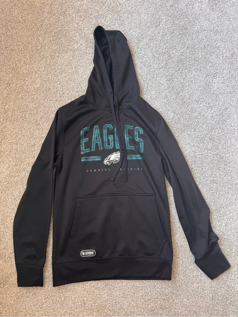NFL Black Zip-Up Hoodie with Teal Eagles Chest Logo
